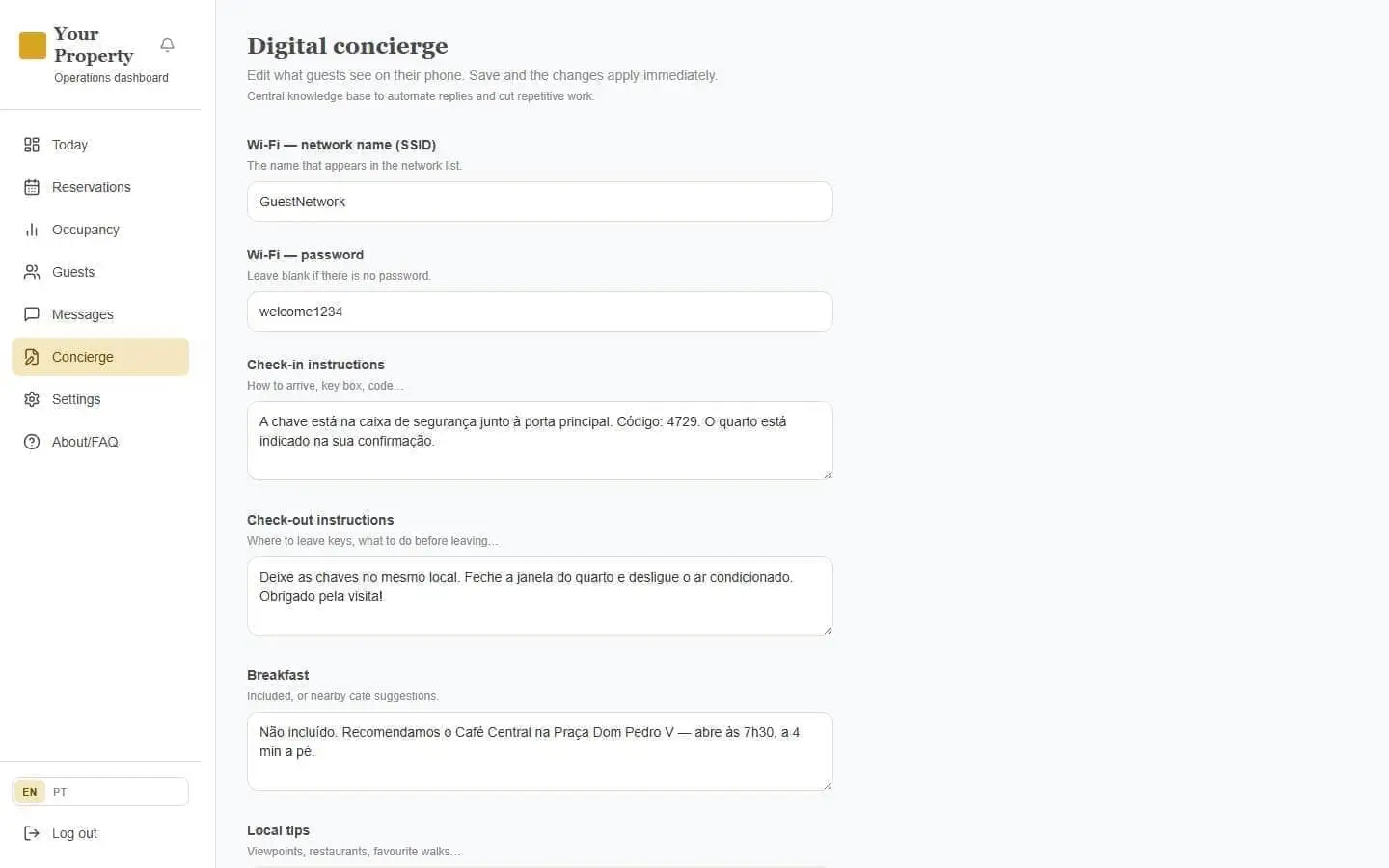 Hospitality Dashboard feature 4